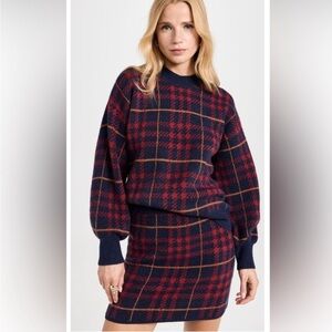 En Saison Navy and Red Knit Sweater Dress